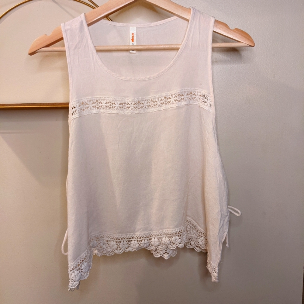 Boho Cream Tie-Side Top